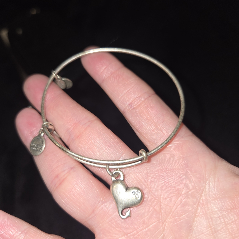 Alex and Ani Silver Heart Charm Expandable Bangle